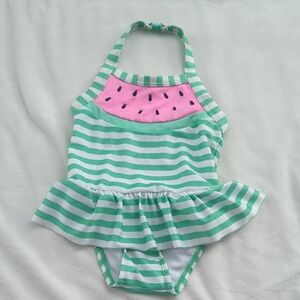 Gymboree - Striped Watermelon Halter & Ruffled Skirt Swimsuit. 12-18 Months